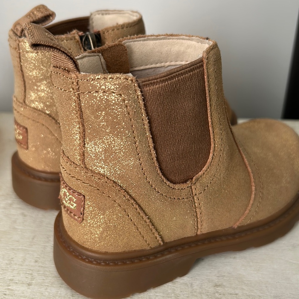 UGG Kids Glitter Tan Brown Chelsea Boots